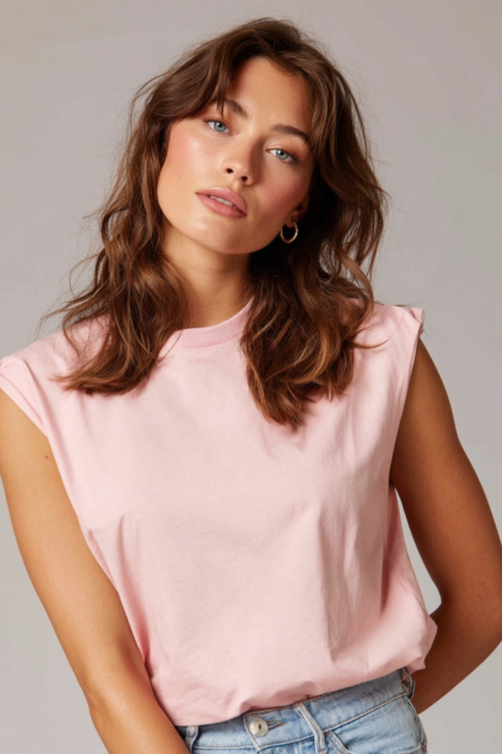 100% cotton shoulder padded t-shirt