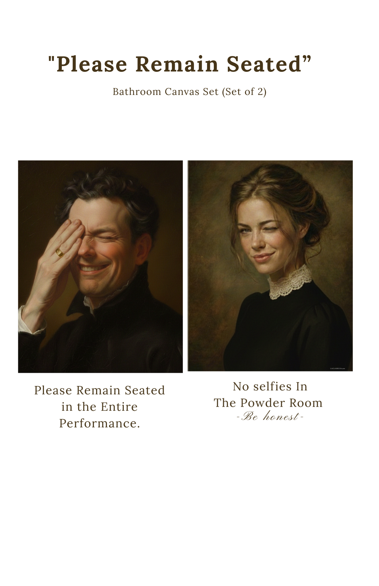 Classic & Funny Bathroom Wall Art: Please Remain Seated series