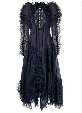 Zimmermann Long Dress Celestial Dolly Gown - Dark Navy