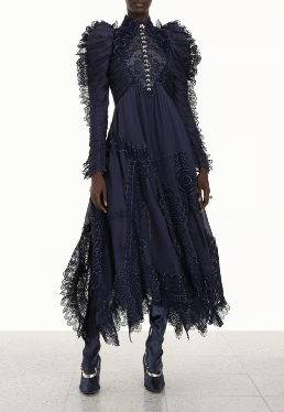 Zimmermann Long Dress Celestial Dolly Gown - Dark Navy