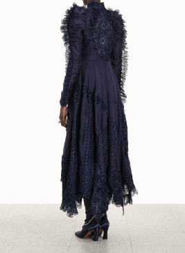 Zimmermann Long Dress Celestial Dolly Gown - Dark Navy